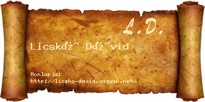 Licskó Dávid névjegykártya